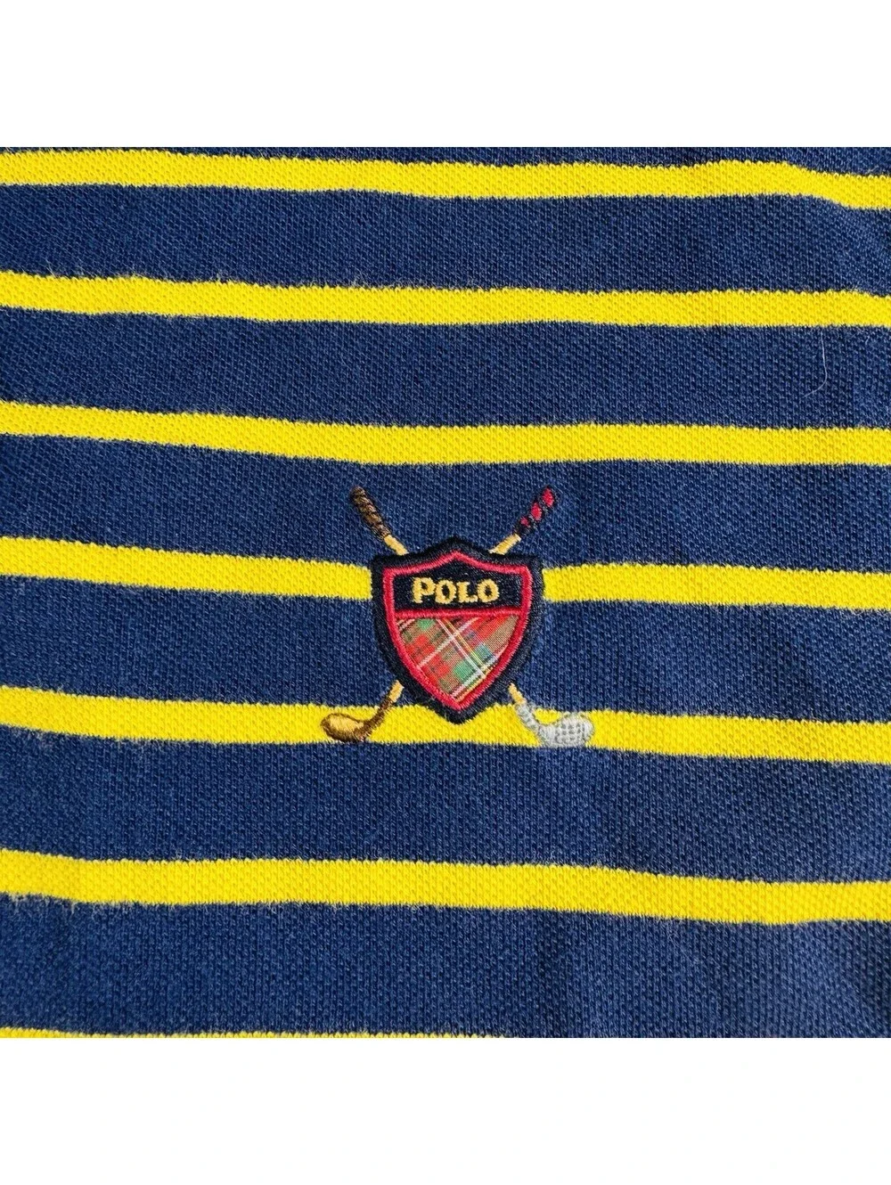 Polo Golf Ralph Lauren Golf Polo Shirt Navy Yellow Striped Men’s Size XL
